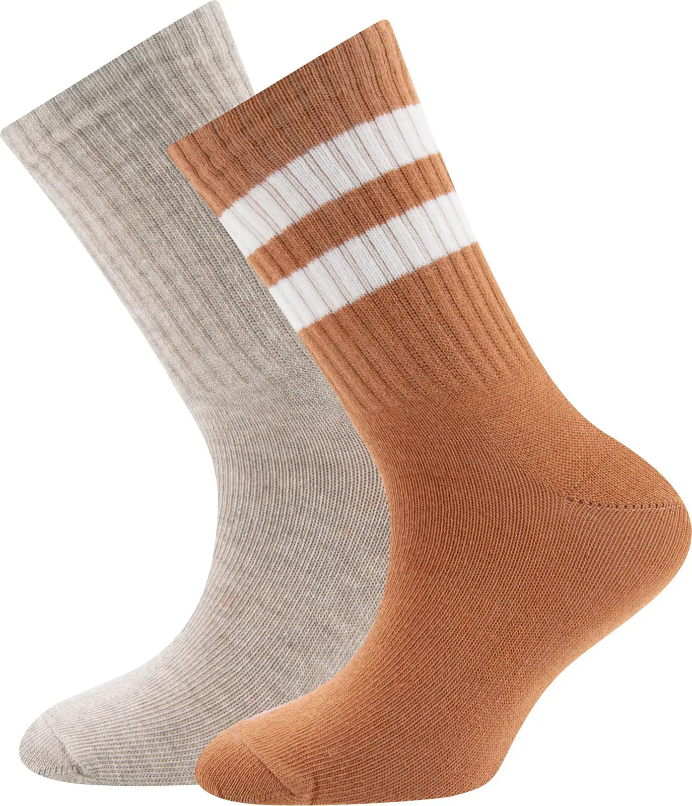 2-balení dětských ponožek Ewers Tennissocken 2er Pack Ringel/Rippe - beige, braun 31-34