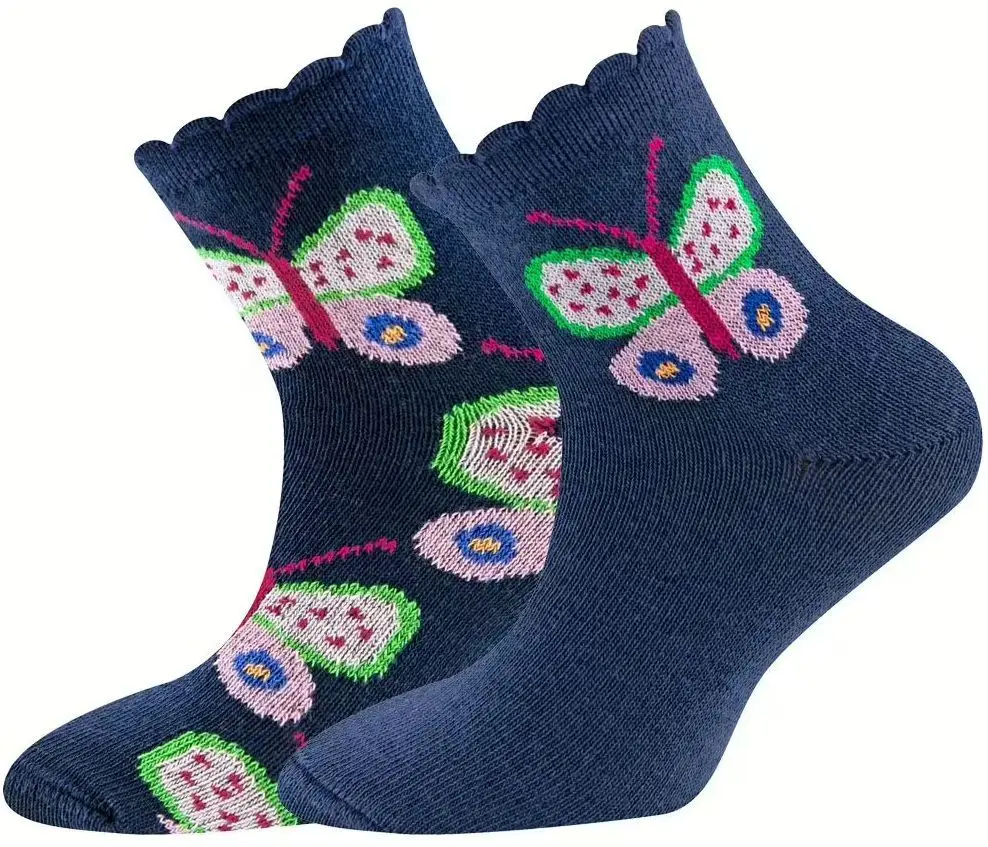 2-balení dětských ponožek Ewers Socken 2er Pack knöchelhoch mit Schmetterlingen - 0001 27-30