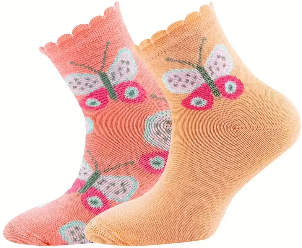 2-balení dětských ponožek Ewers Socken 2er Pack knöchelhoch mit Schmetterlingen - 0002 35-38