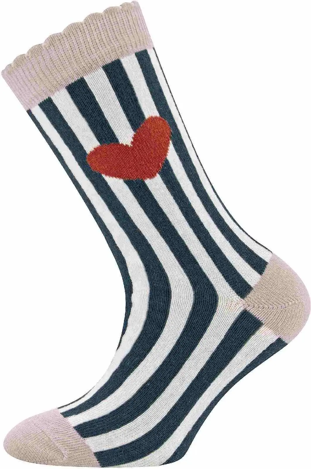 Dětské ponožky Ewers Socken Herz/Streifen - rosenrauch 27-30