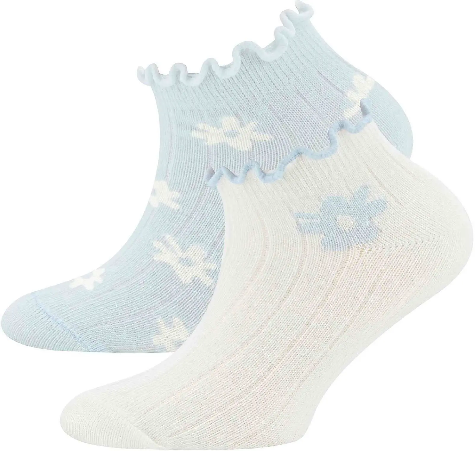 2-balení dětských ponožek Ewers Sneaker 2er Pack Blümchen/Rippe - 0001 27-30