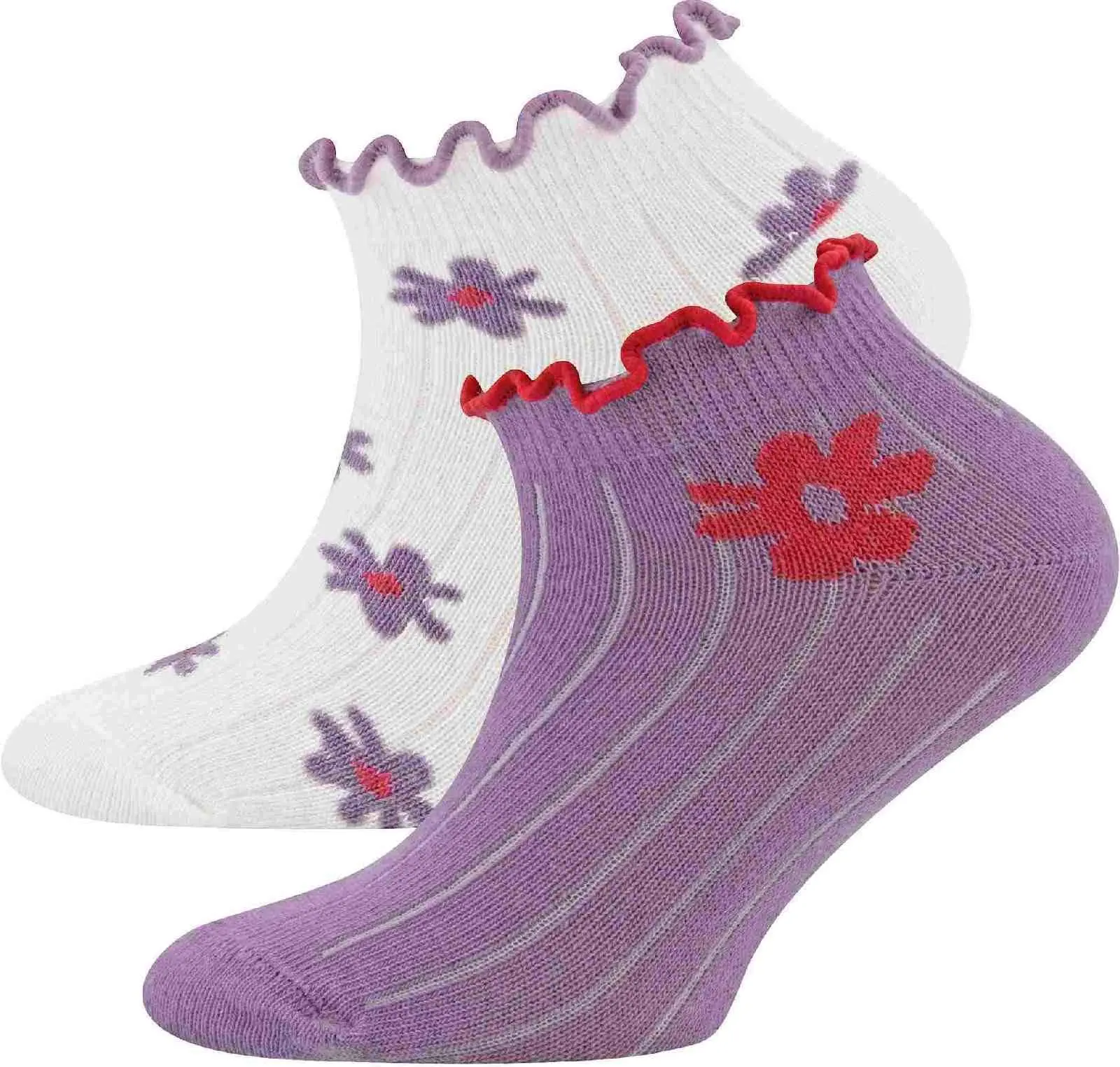2-balení dětských ponožek Ewers Sneaker 2er Pack Blümchen/Rippe - 0002 35-38