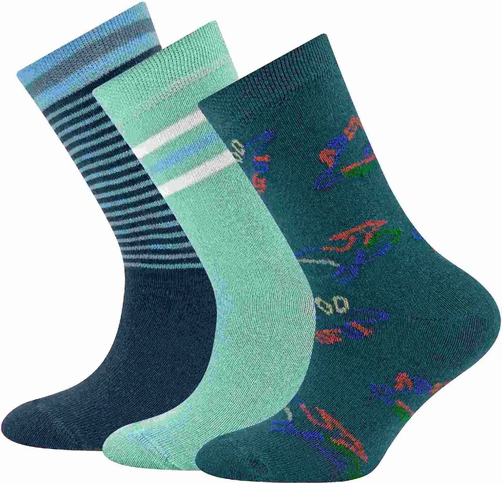 3-balení dětských ponožek Ewers Socken 3er Pack Dinos/Ringel - 0001 27-30