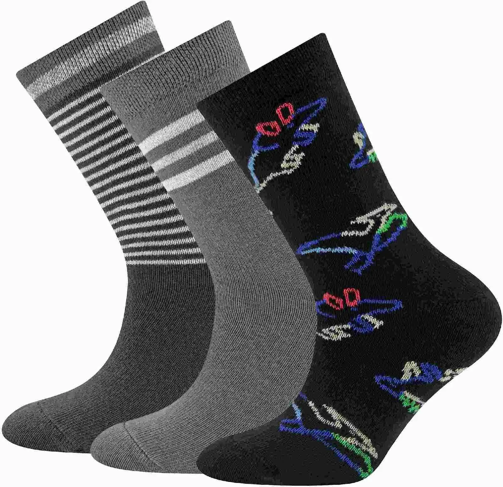 3-balení dětských ponožek Ewers Socken 3er Pack Dinos/Ringel - 0002 35-38