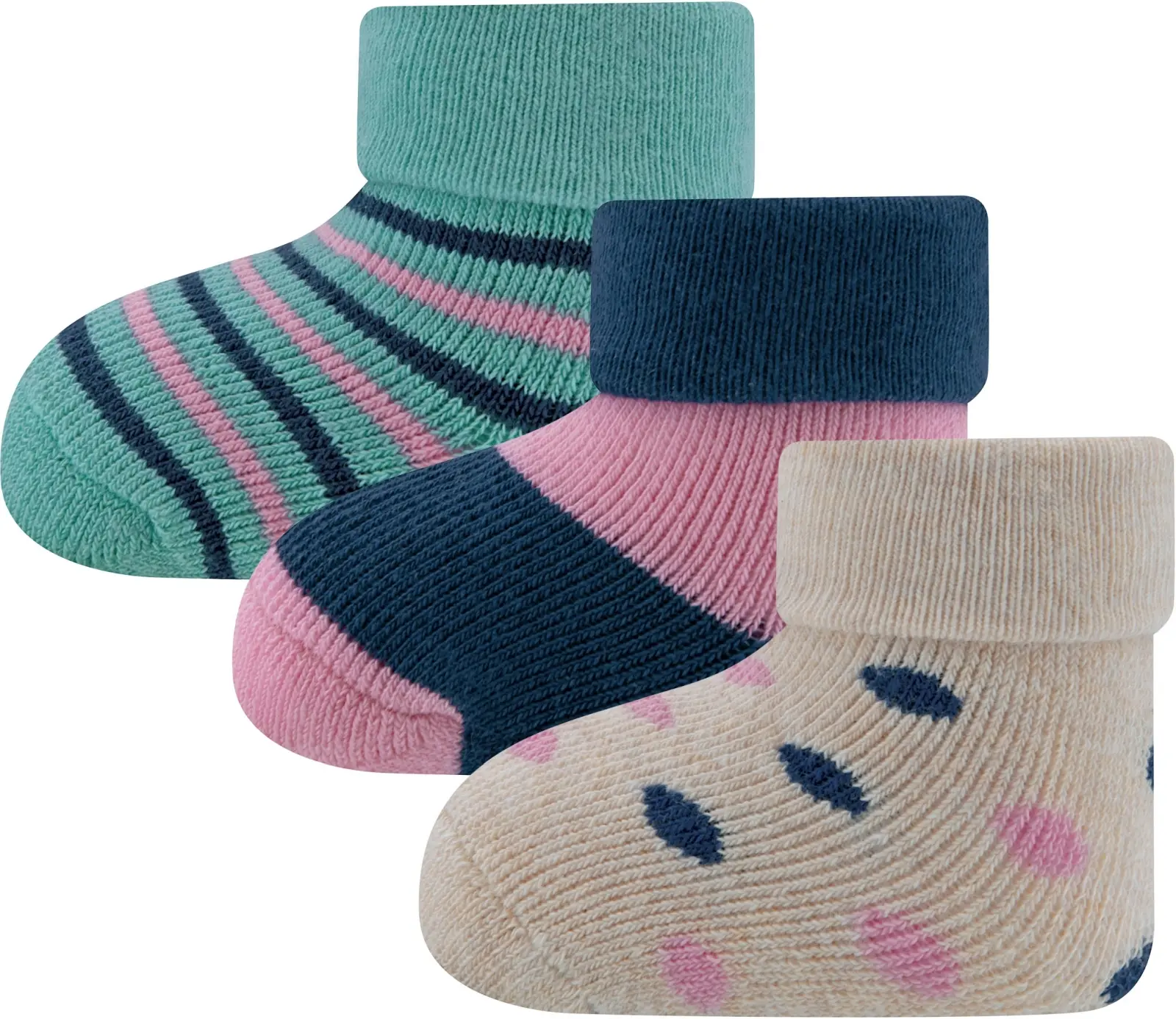 3-balení dětských ponožek Ewers Babysocken 3er Pack Punkte/Ringel - 0002