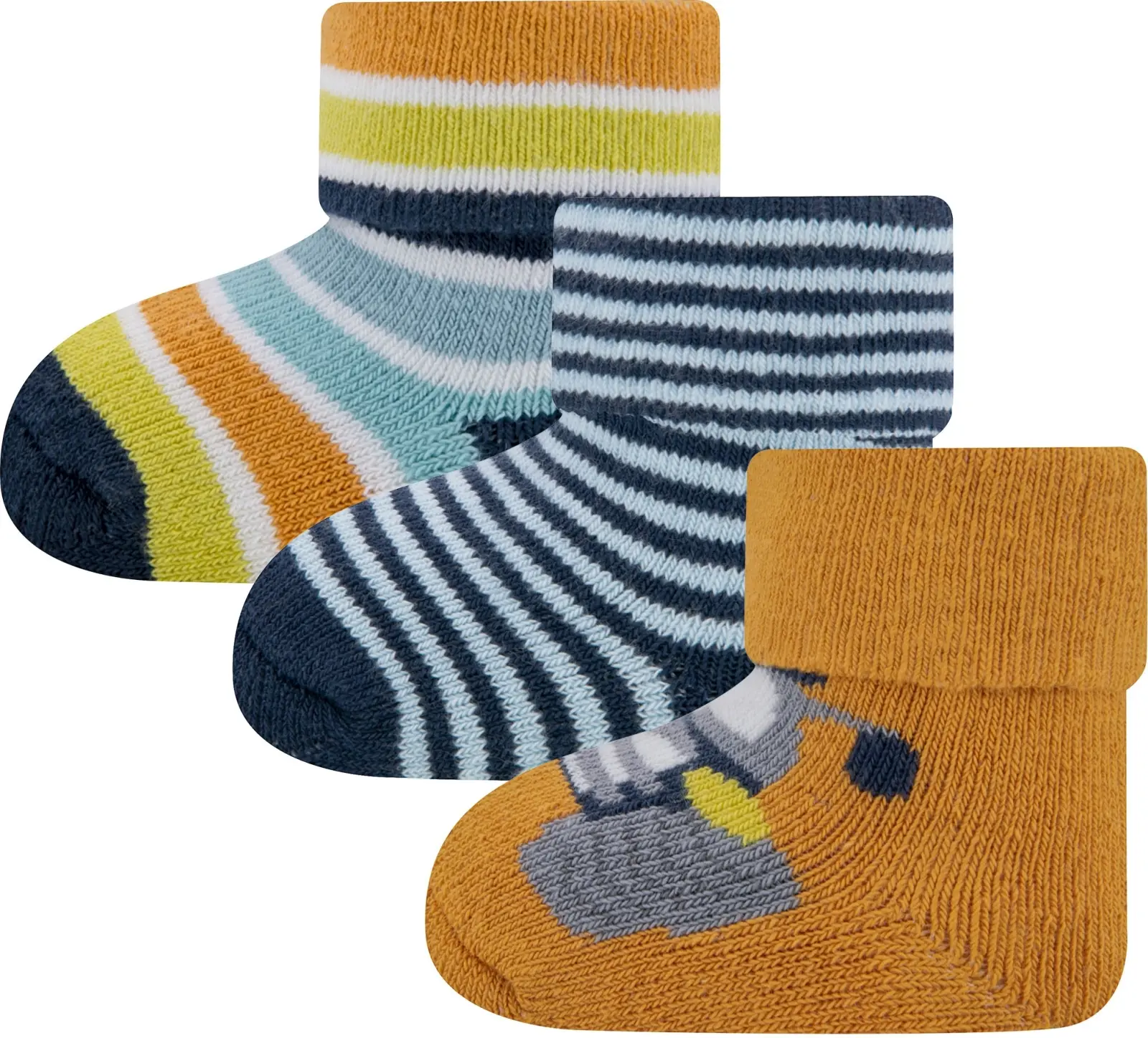 3-balení dětských ponožek Ewers Babysocken 3er Pack Trecker/Ringel - 0001