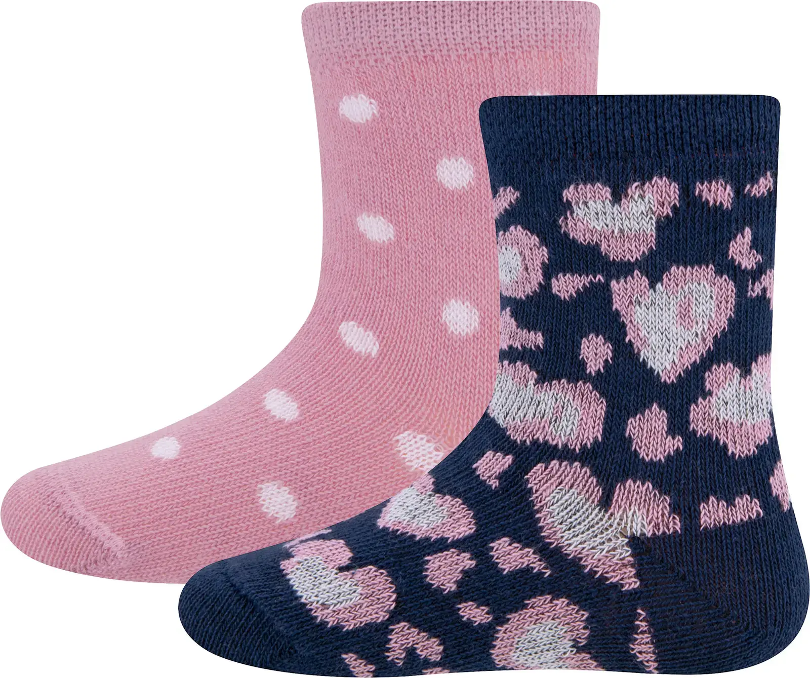 Sada 2 párů dětských ponožek Ewers Socken 2er Pack Leo/Punkte - blau, rosa 31-34
