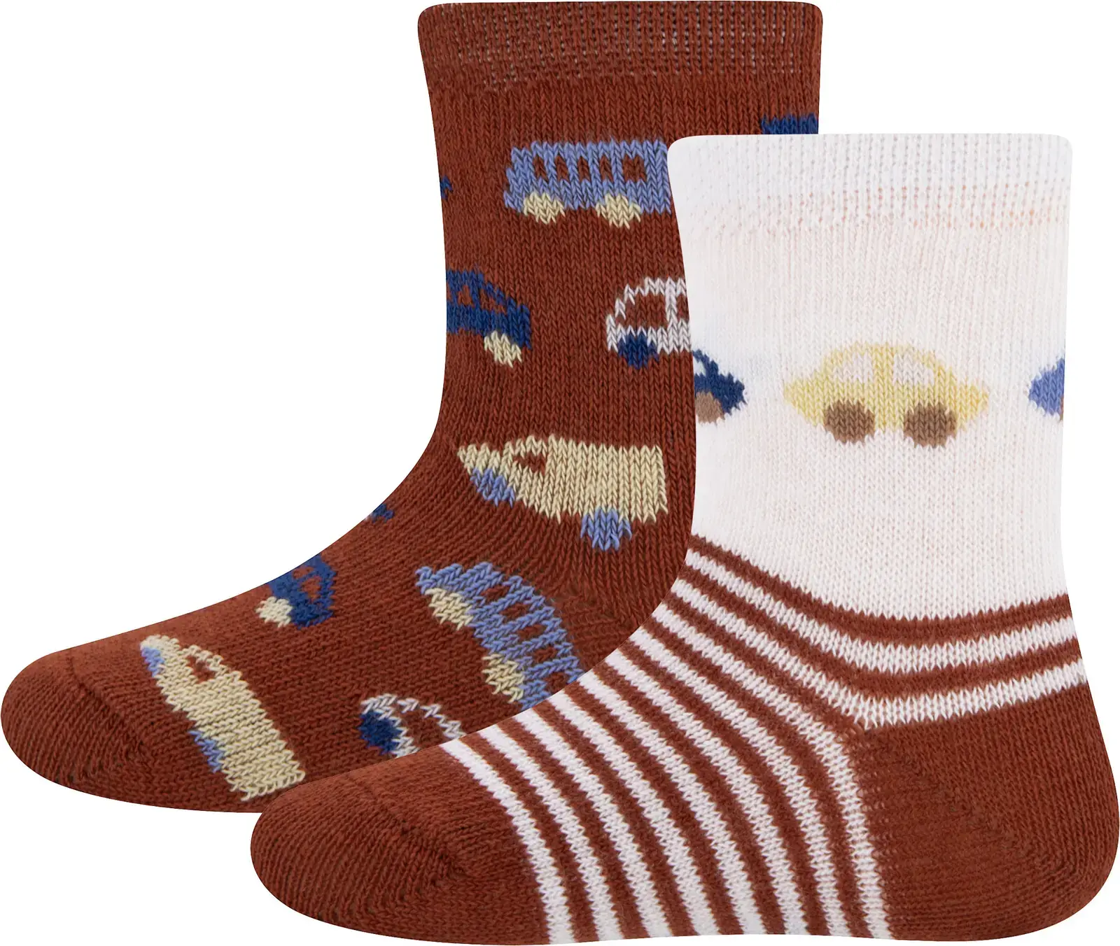 2-balení dětských ponožek Ewers Socken 2er Pack Autos - braun 27-30
