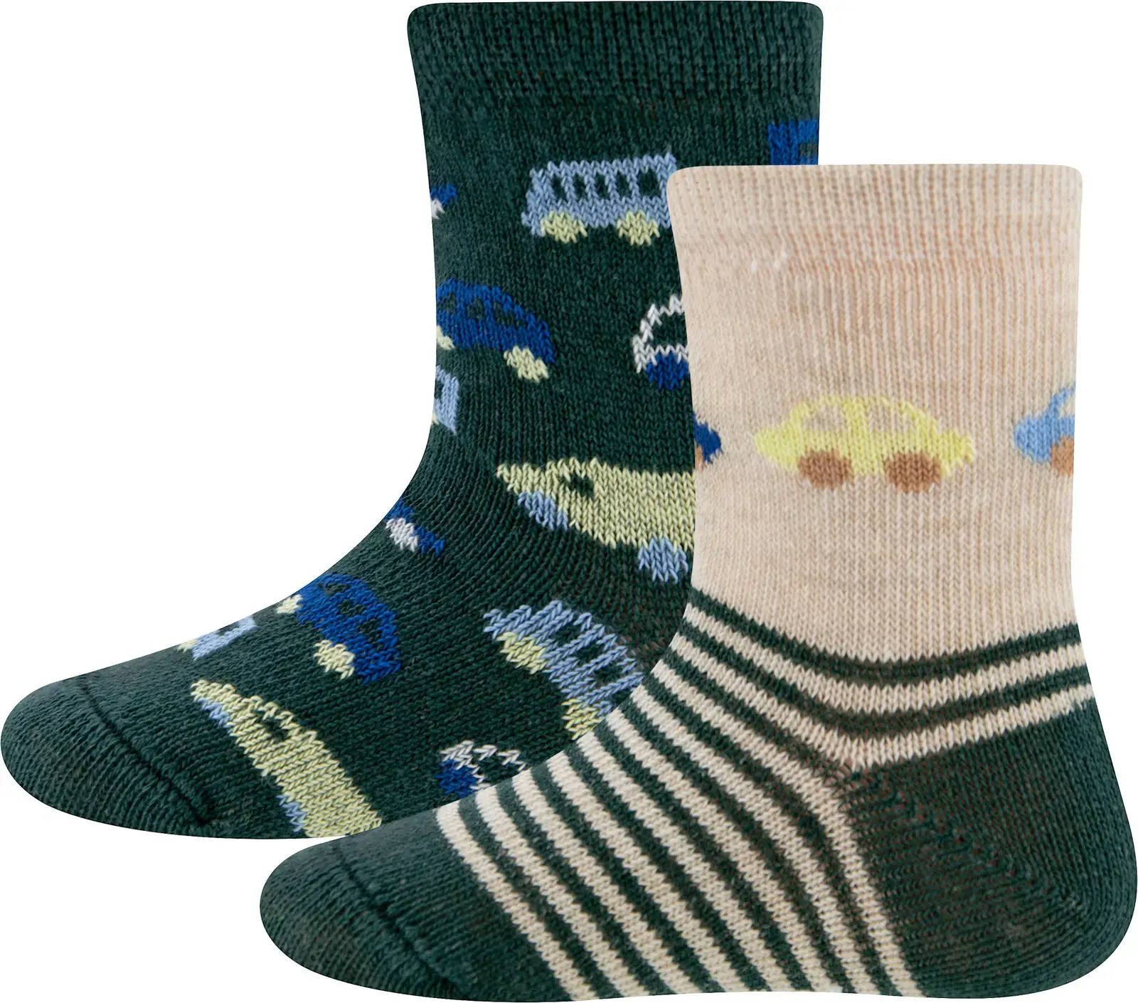 2-balení dětských ponožek Ewers Socken 2er Pack Autos - grün 23-26