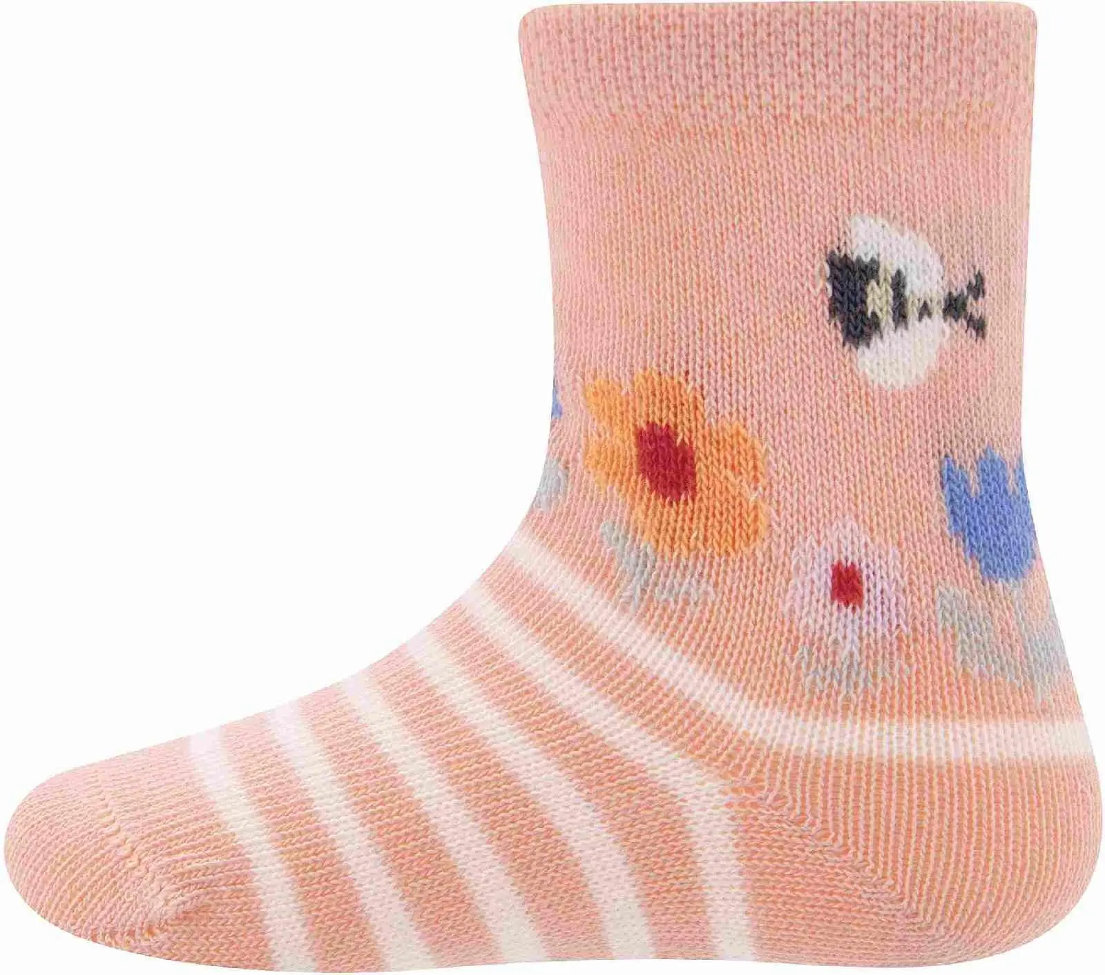 Dětské ponožky Ewers Socken GOTS Blumenwiese - apricot 19-22