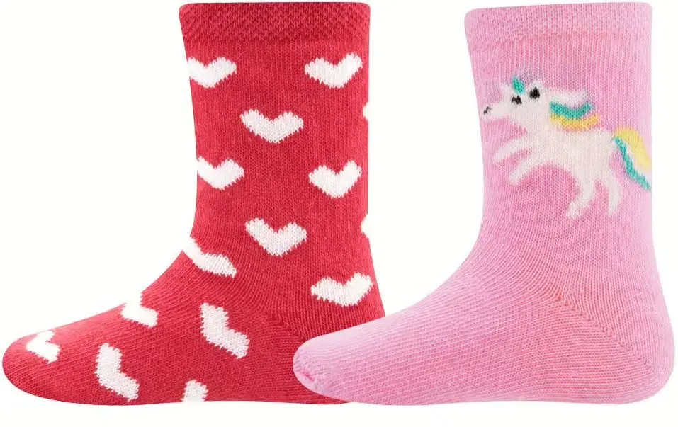 2-balení dětských ponožek Ewers Socken 2er Pack Einhorn/Herzen - 0001 27-30