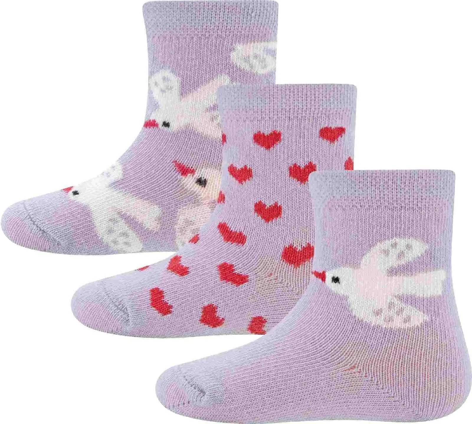 3-balení dětských ponožek Ewers Socken 3er Pack Vögel/Punkte - 0001 27-30