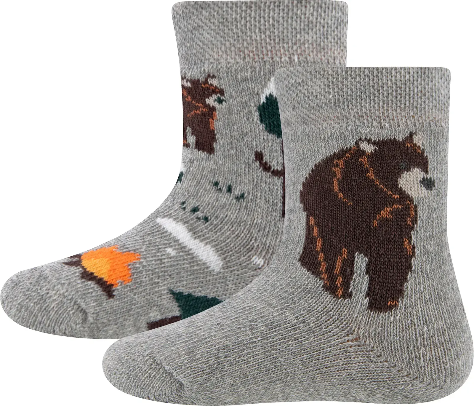 Sada 2 párů dětských termo ponožek Ewers Thermosocken Baby 2er Pack Bär - grau 27-30