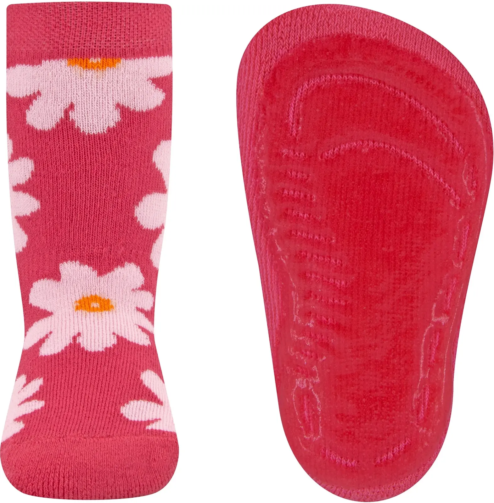 Dětské protiskluzové ponožky Ewers Stoppersocken SoftStep  Blumen - magenta 23-24
