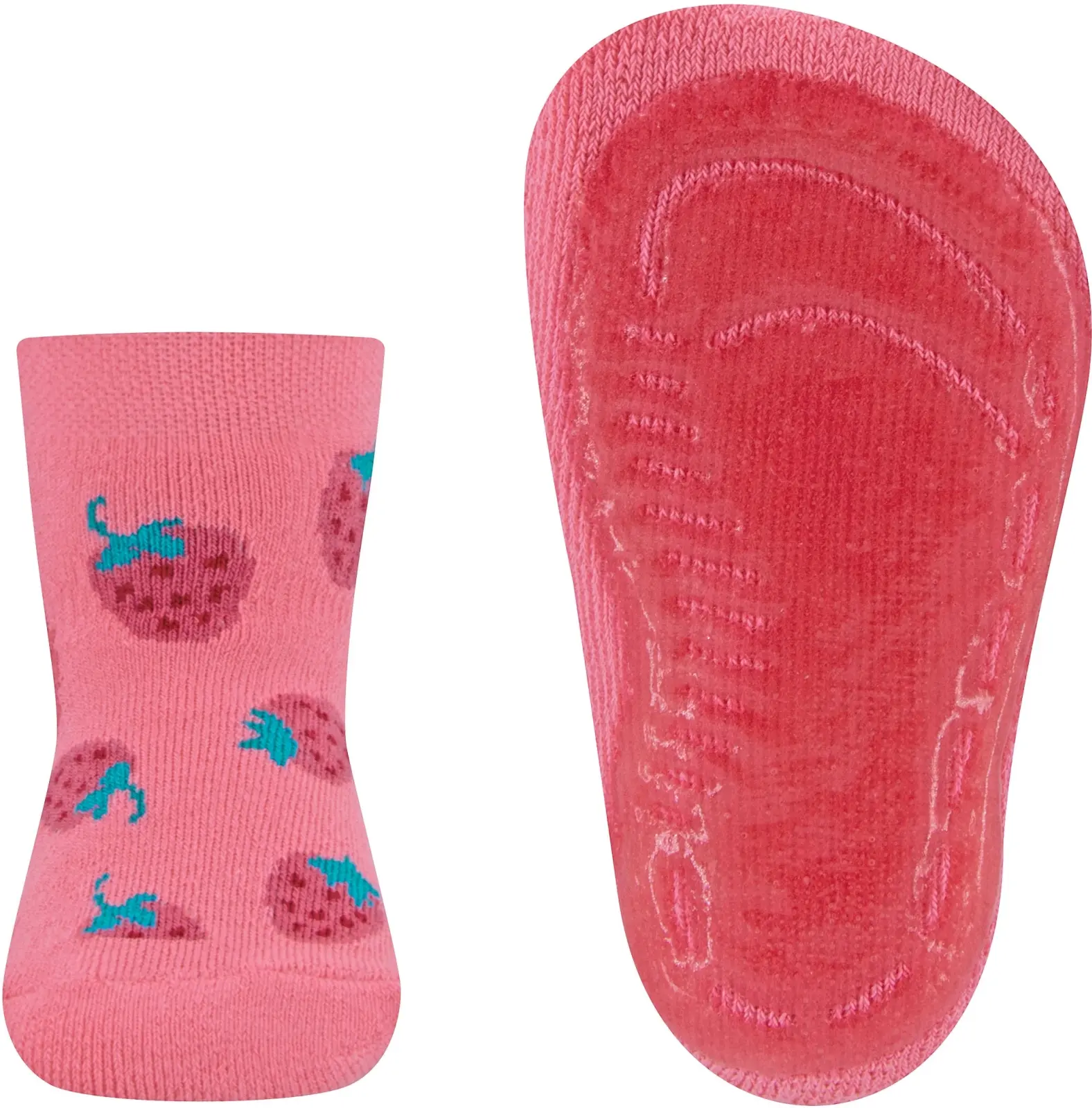 Dětské protiskluzové ponožky Ewers Stoppersocken SoftStep Sneaker Erdbeeren - sorbet pink 27-28
