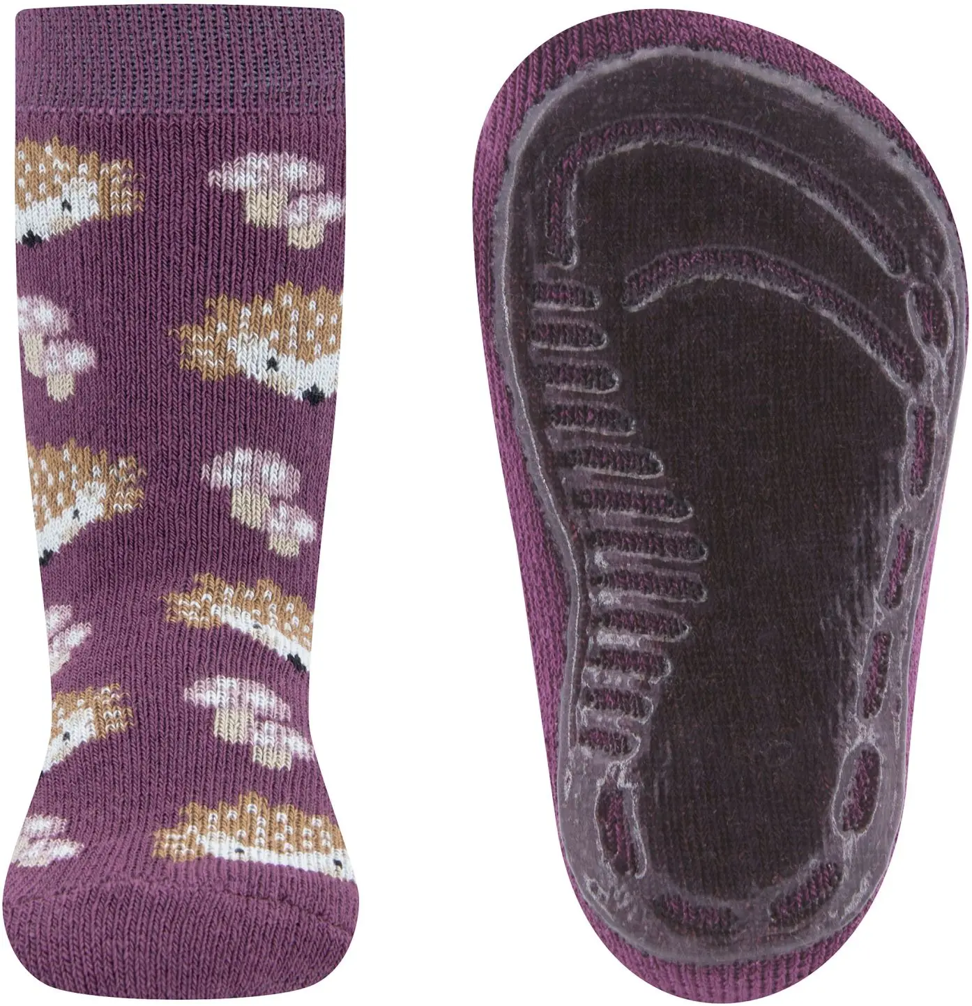 Dětské protiskluzové ponožky Ewers Stoppersocken SoftStep Igel - aubergine 29-30