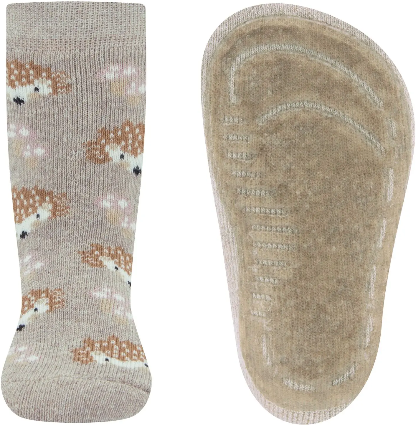Dětské protiskluzové ponožky Ewers Stoppersocken SoftStep Igel - dkl beige mel 27-28