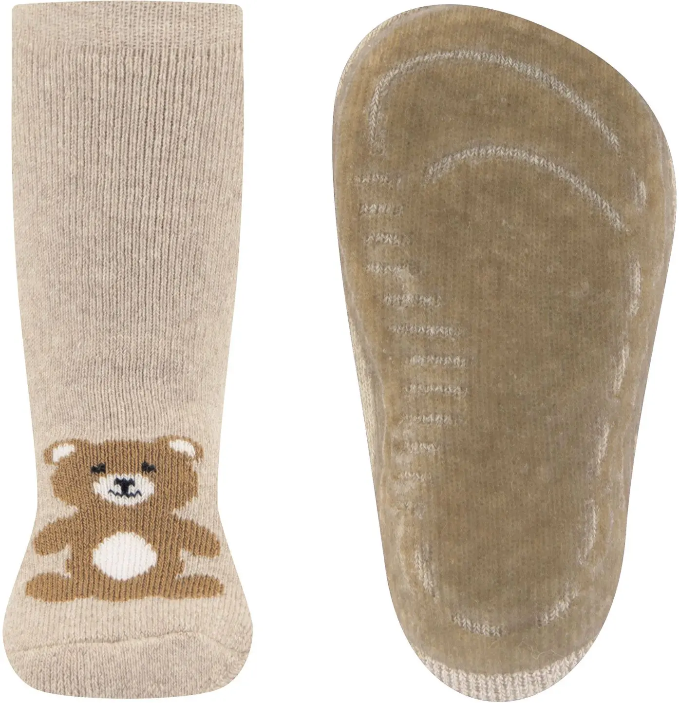Dětské protiskluzové ponožky Ewers Stoppersocken SoftStep Teddy - dkl beige mel 27-28