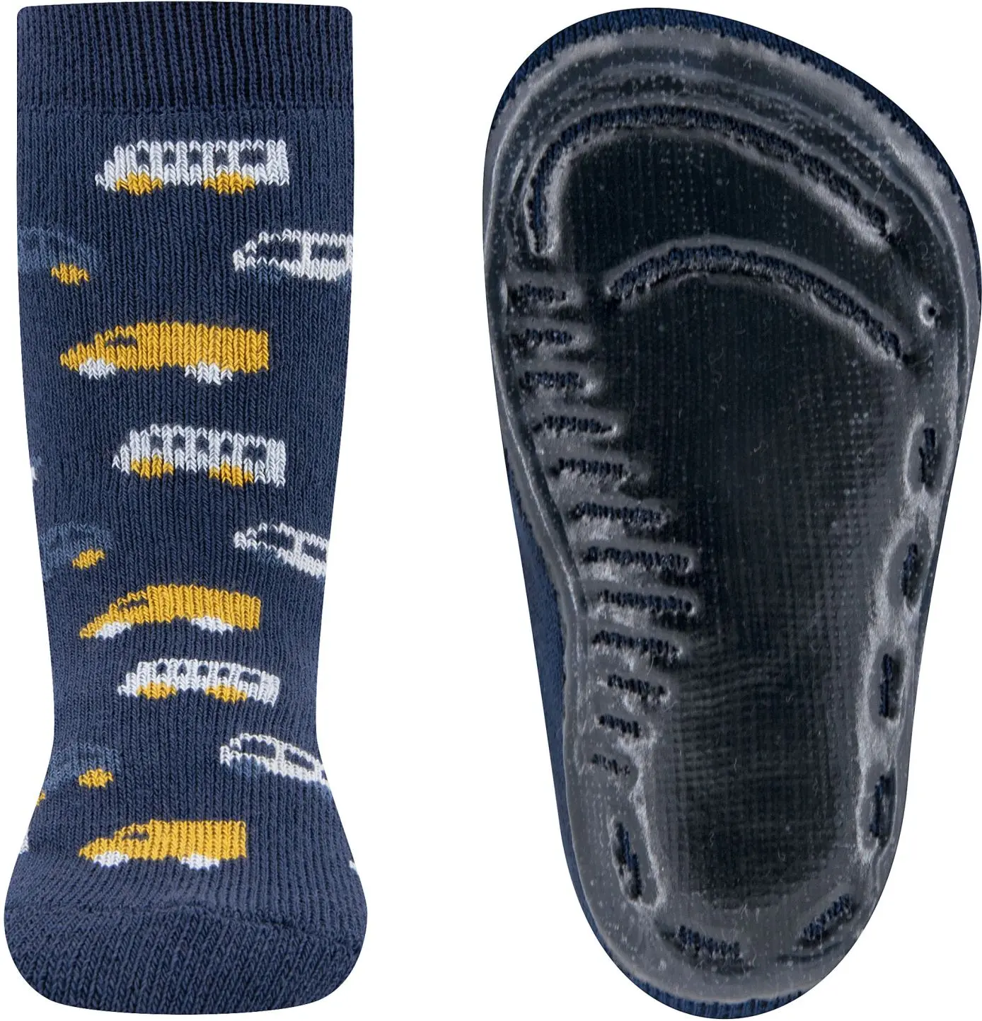 Dětské protiskluzové ponožky Ewers Stoppersocken SoftStep Fahrzeuge - stahlblau 29-30