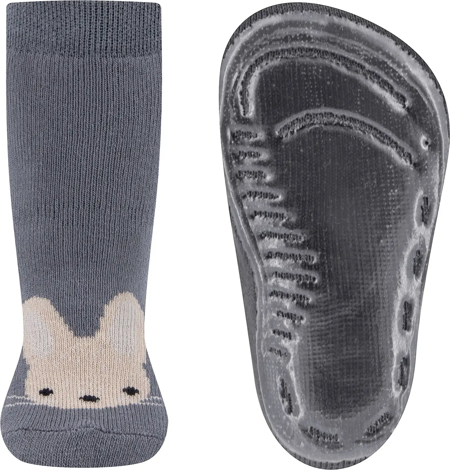 Dětské protiskluzové ponožky Ewers Stoppersocken SoftStep Hase - stahlgrau 21-22