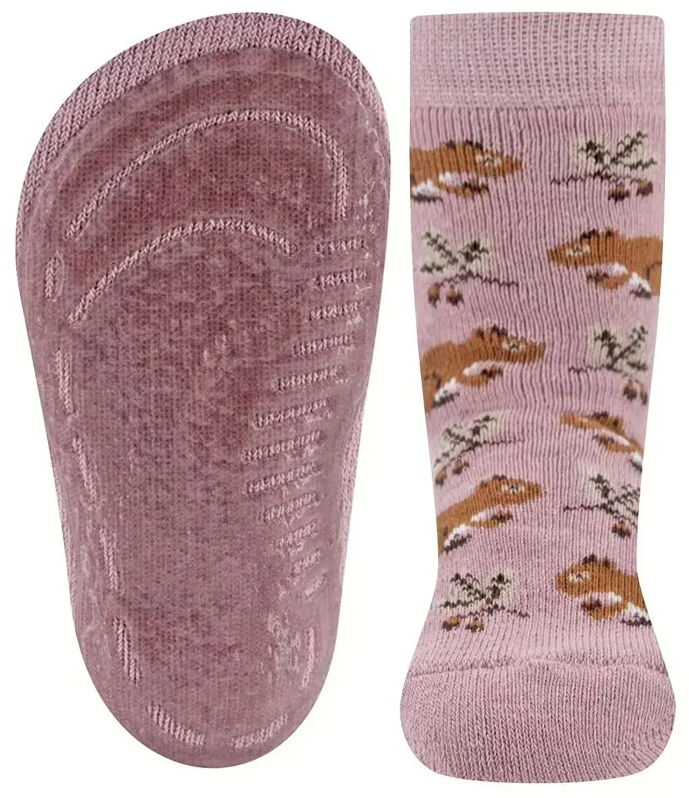 Dětské protiskluzové ponožky Ewers Stoppersocken SoftStep Eichhörnchen - dusty mauve 29-30