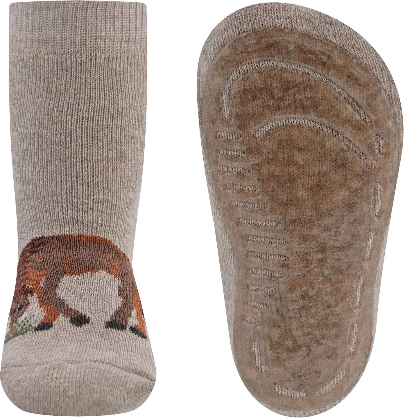 Dětské protiskluzové ponožky Ewers Stoppersocken SoftStep Pferd - dkl beige mel 27-28