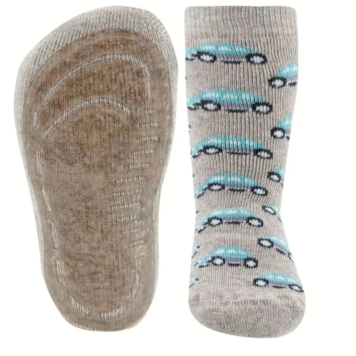 Dětské protiskluzové ponožky Ewers Stoppersocken SoftStep Autos - dkl beige mel 31-34
