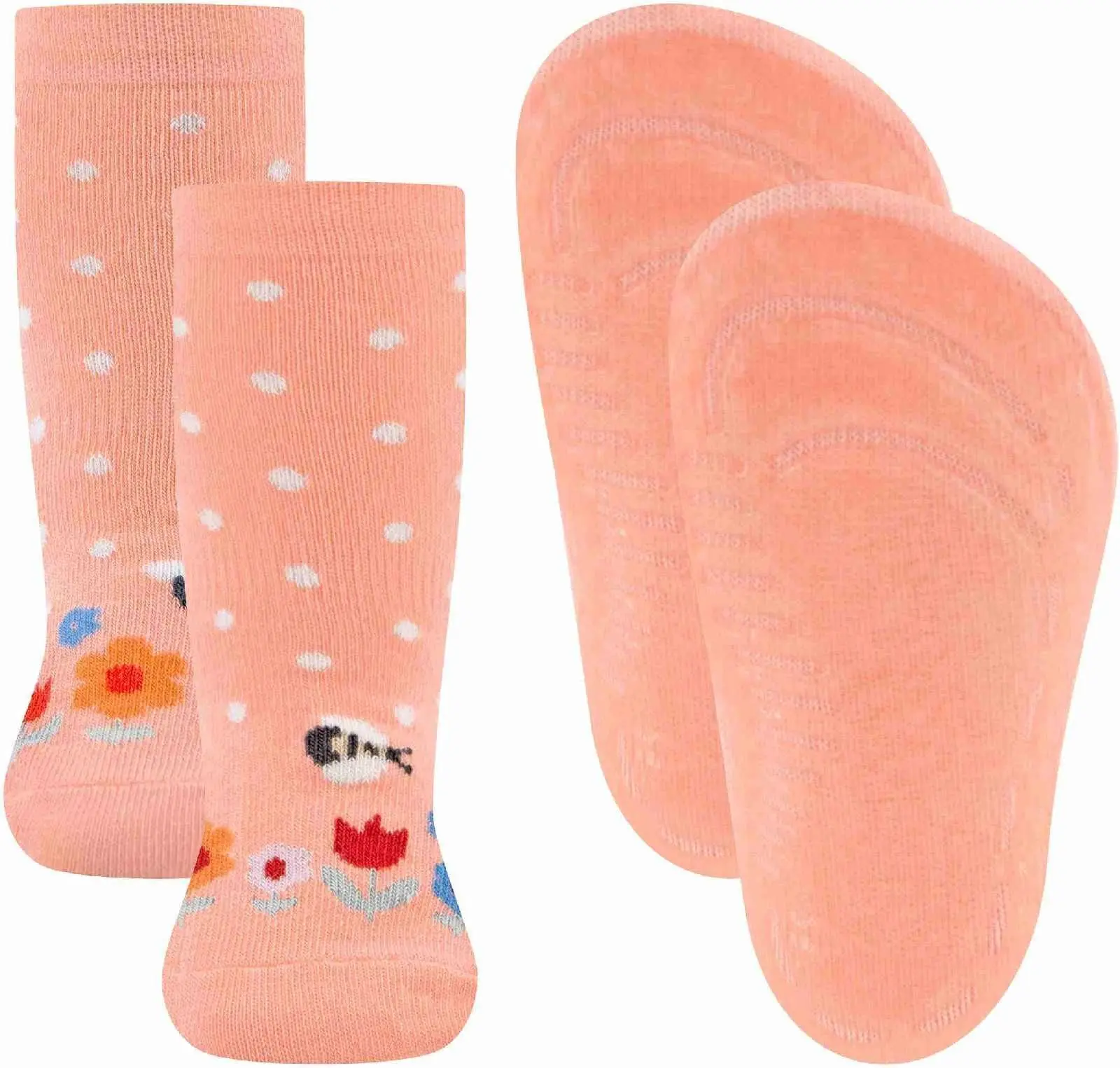 Dětské protiskluzové ponožky Ewers Stoppersocken SoftStep Blumenwiese - ohne Plüsch - apricot 23-24