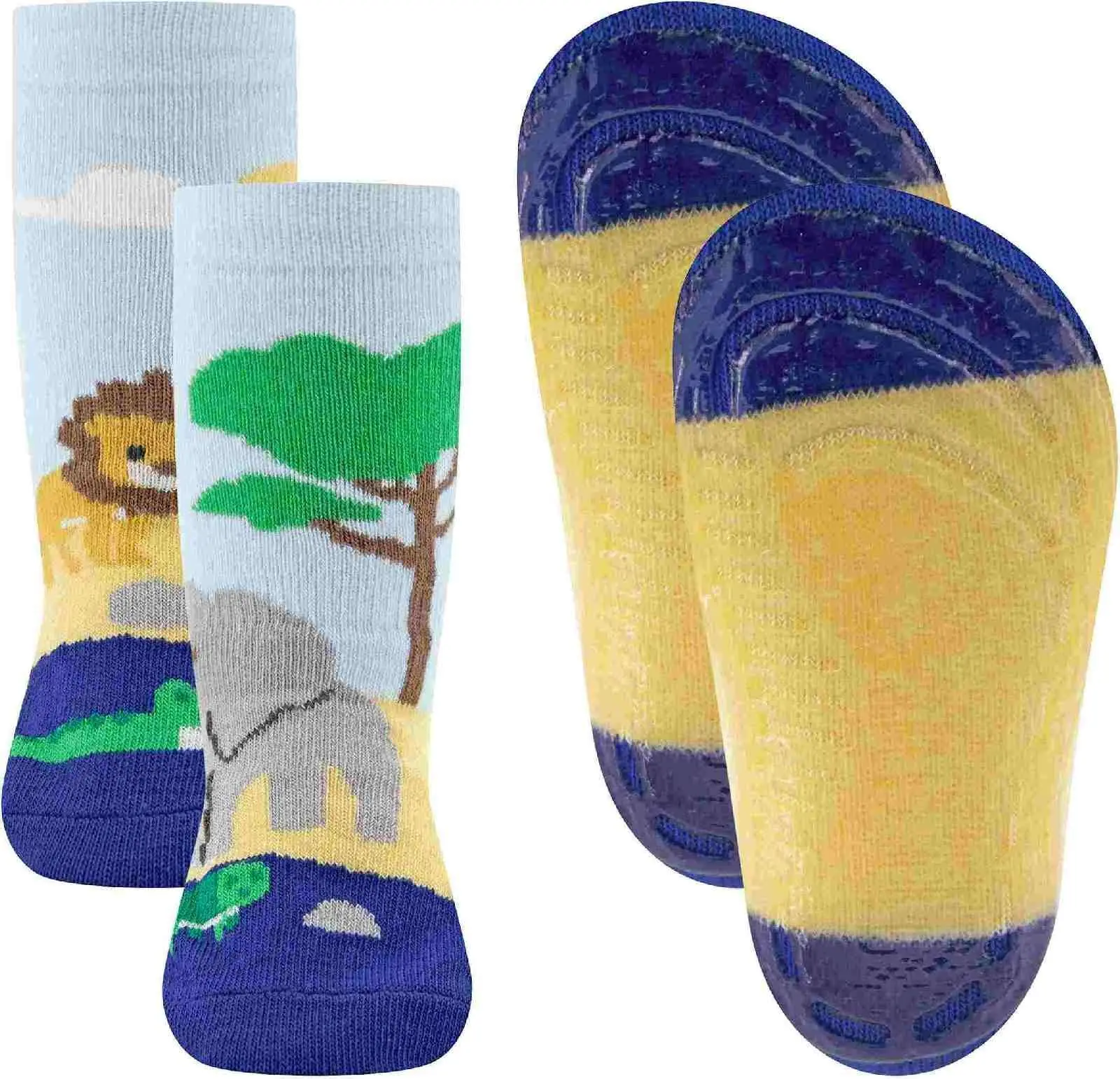 Dětské protiskluzové ponožky Ewers Stoppersocken SoftStep Safari - ohne Plüsch - hellbleu 19-20