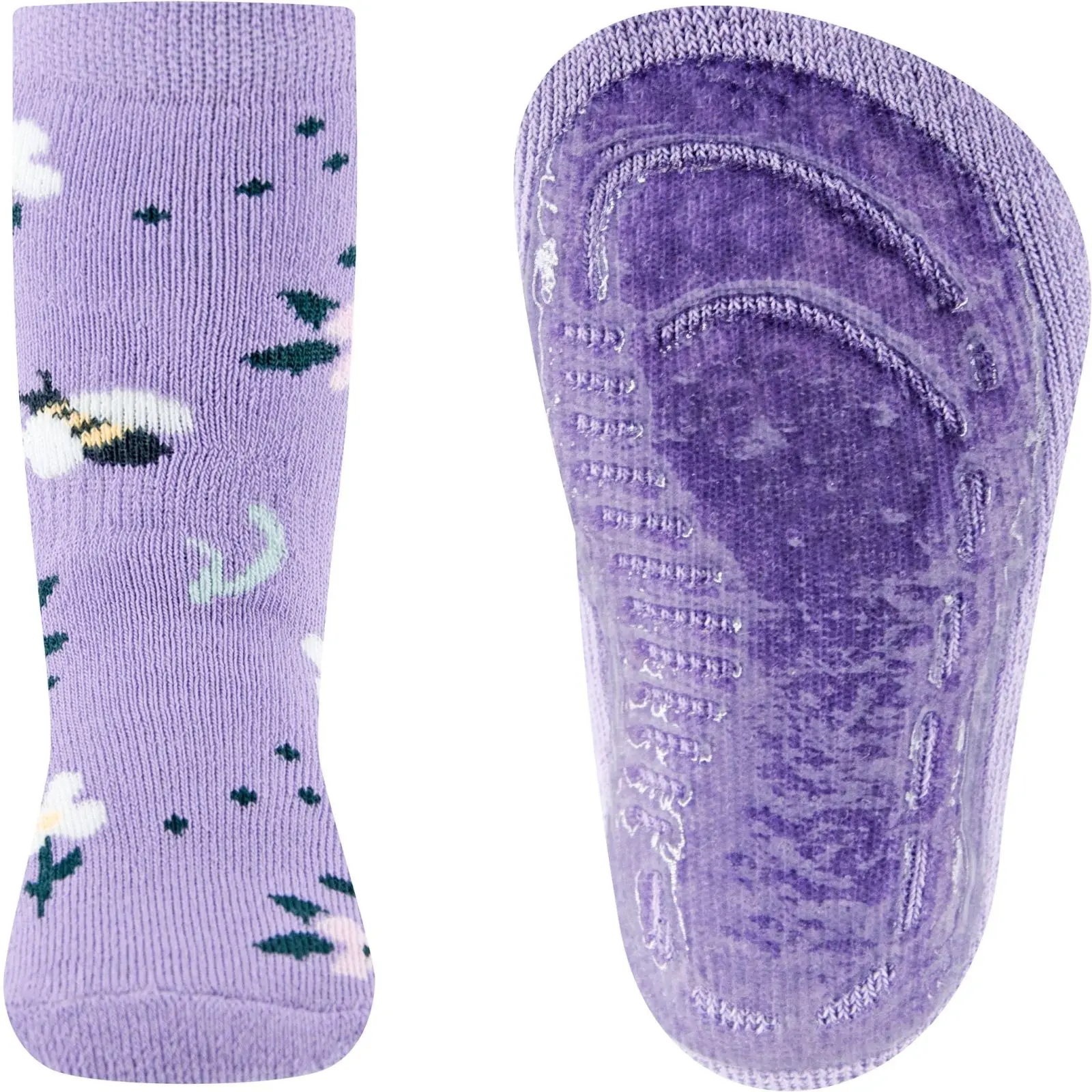 Dětské protiskluzové ponožky Ewers Stoppersocken SoftStep Blumen - flieder 19-20