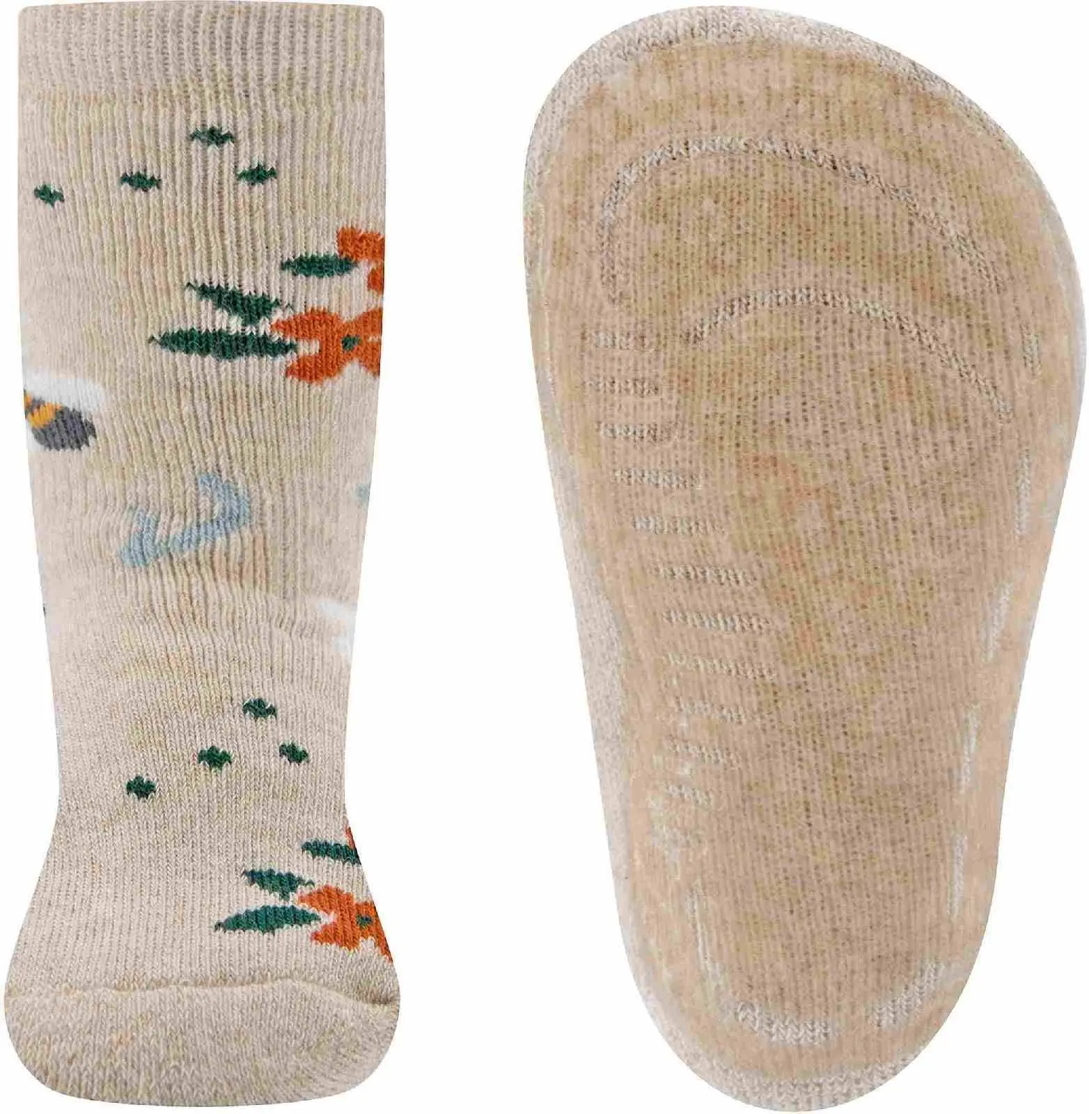 Dětské protiskluzové ponožky Ewers Stoppersocken SoftStep Blumen - elfenbein mel 29-30