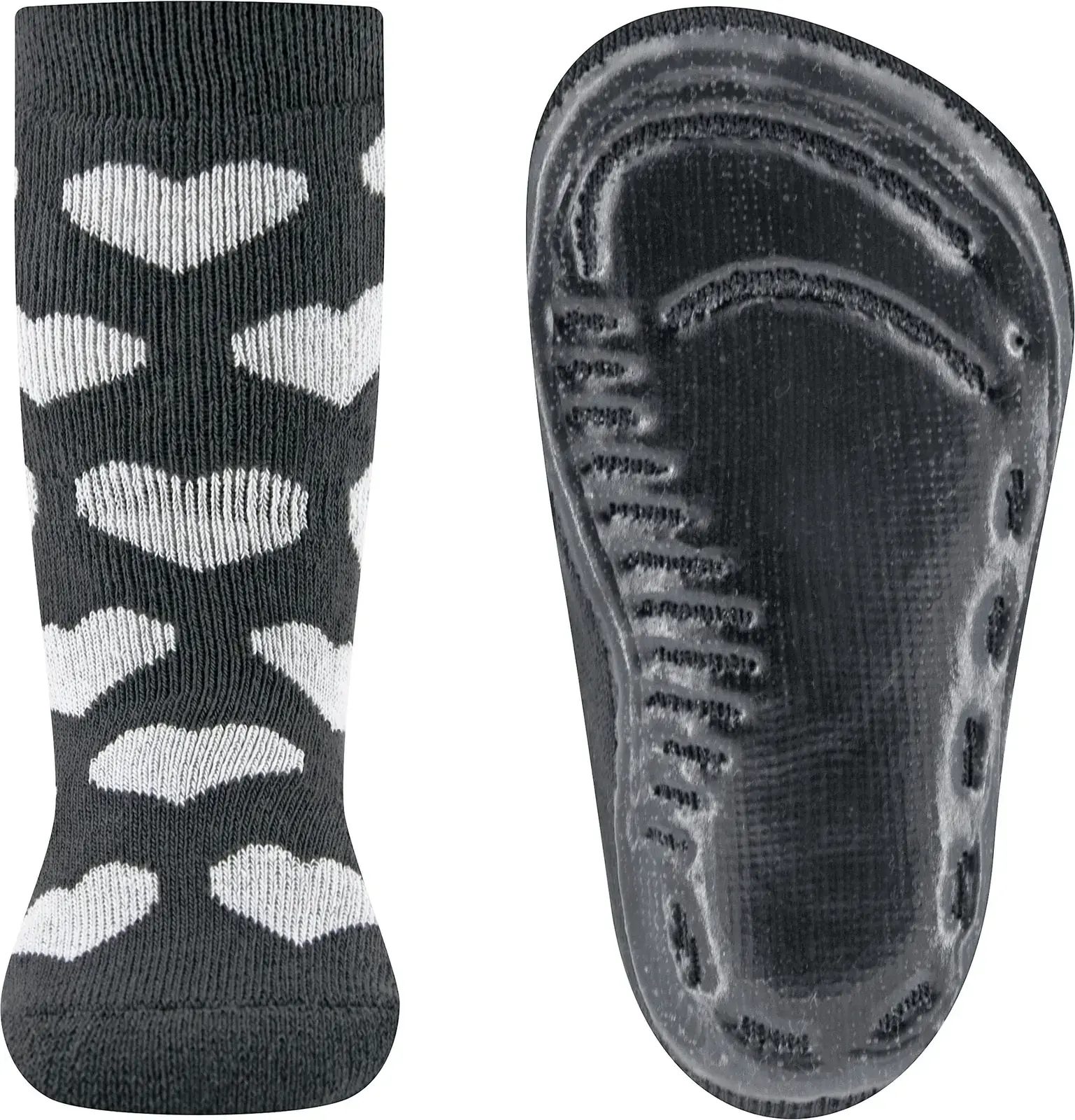 Dětské protiskluzové ponožky Ewers Stoppersocken SoftStep Herzen - anthrazit 21-22