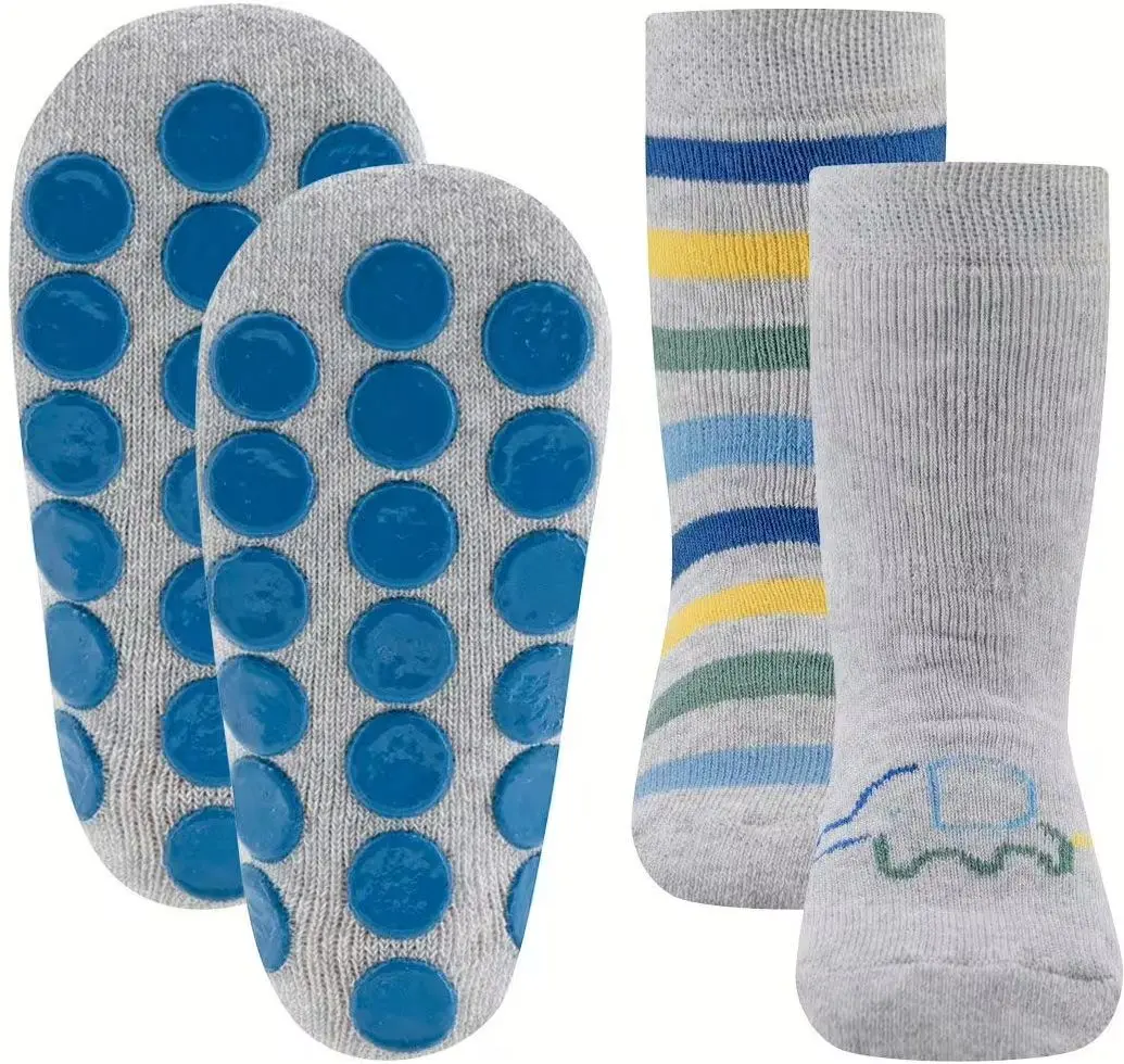 2-balení dětských protiskluzových ponožek Ewers Stoppersocken 2er Pack Elefant/Ringel - 0002 27-30