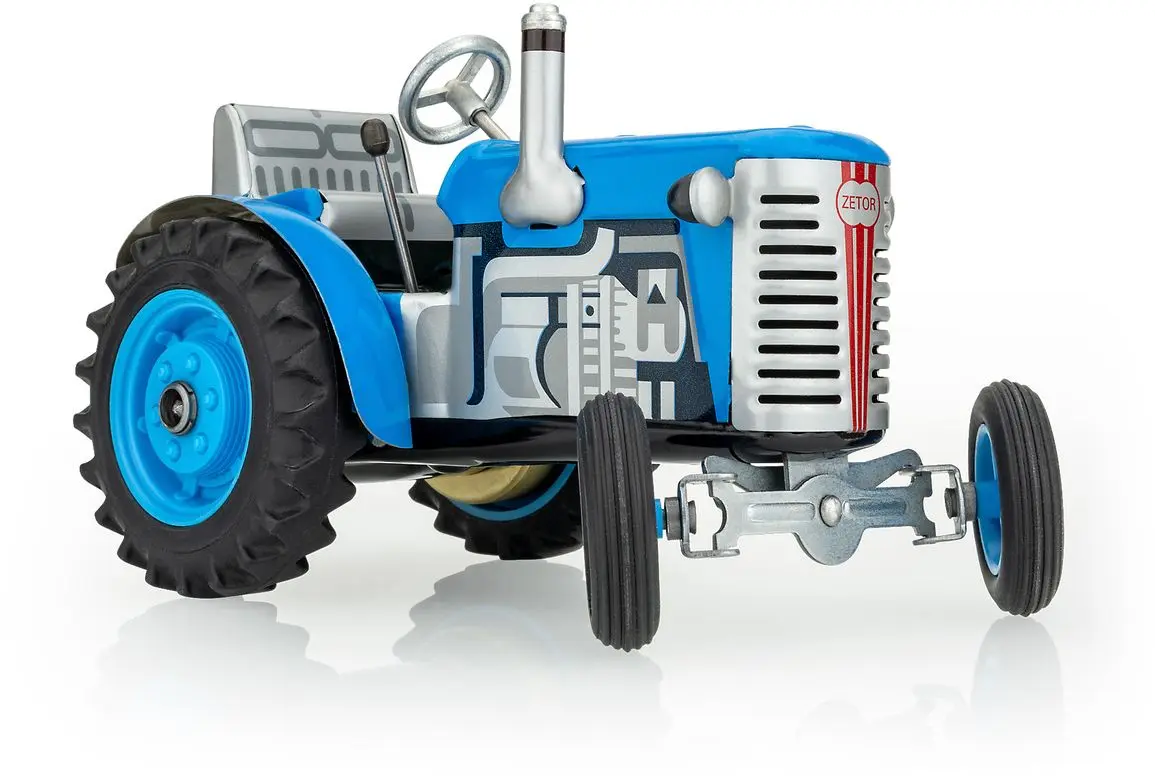 Dětská plechová hračka KOVAP - Traktor ZETOR na klíček modrý uni
