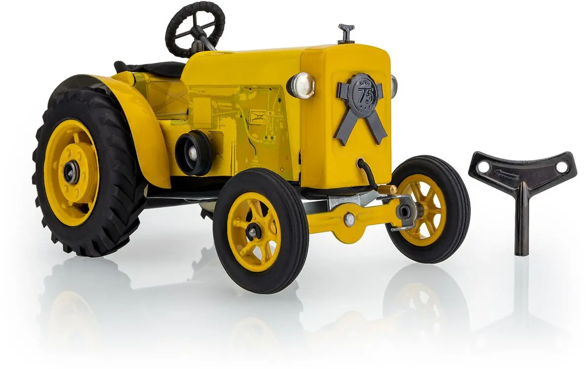 Dětská plechová hračka KOVAP - Traktor na klíček 75 let žlutý uni