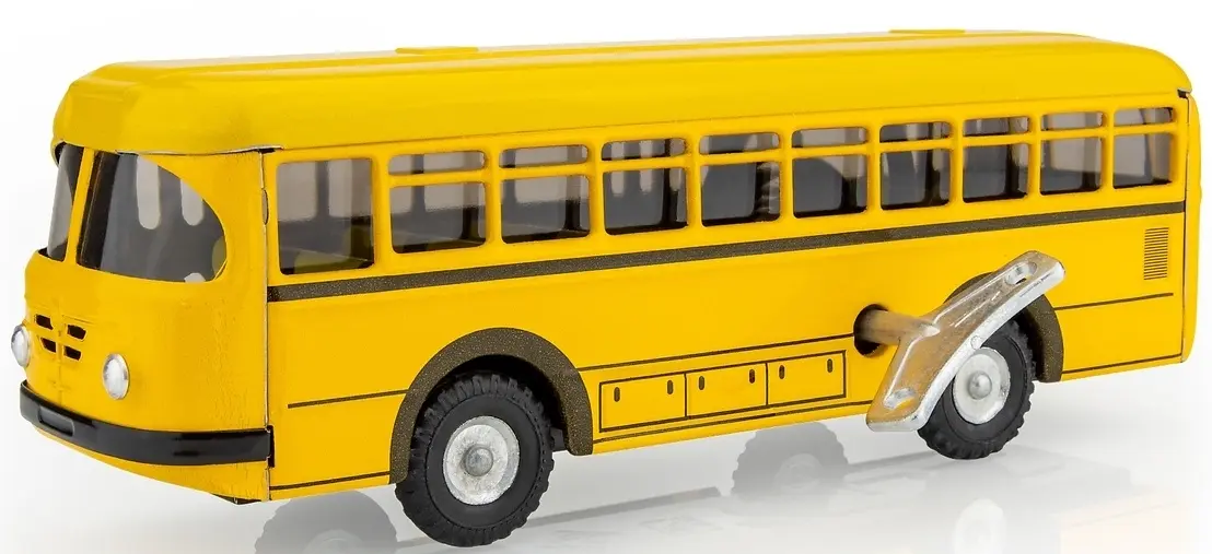 Dětská plechová hračka KOVAP - Autobus s pohonem žlutý uni