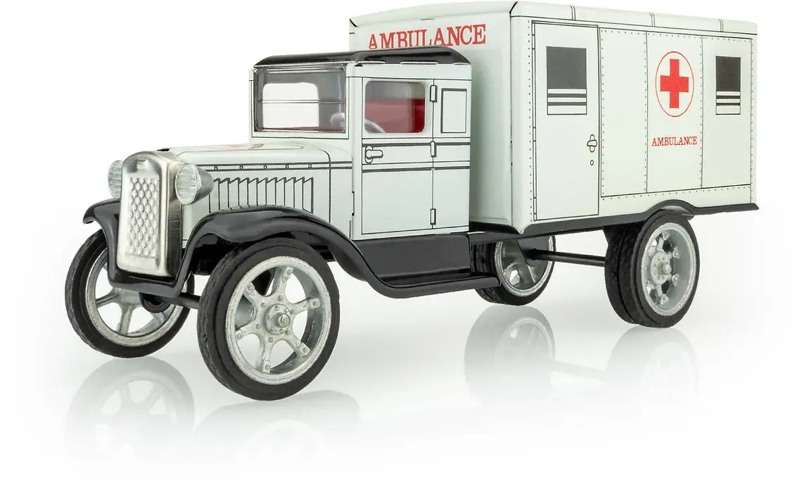 Dětská plechová hračka KOVAP - Retro Ambulance Hawkeye sanitka bez pohonu uni