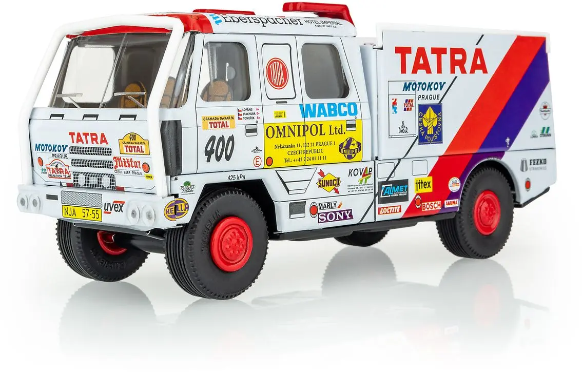 Dětská plechová hračka KOVAP - Model TATRA 815 Dakar 1996 "400" bez pohonu uni