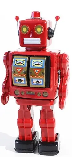 Replika historické hračky Blechfabrik - Robot se samopalem 30 cm uni