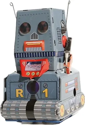 Replika historické hračky Blechfabrik - Robot R-1 9 cm uni
