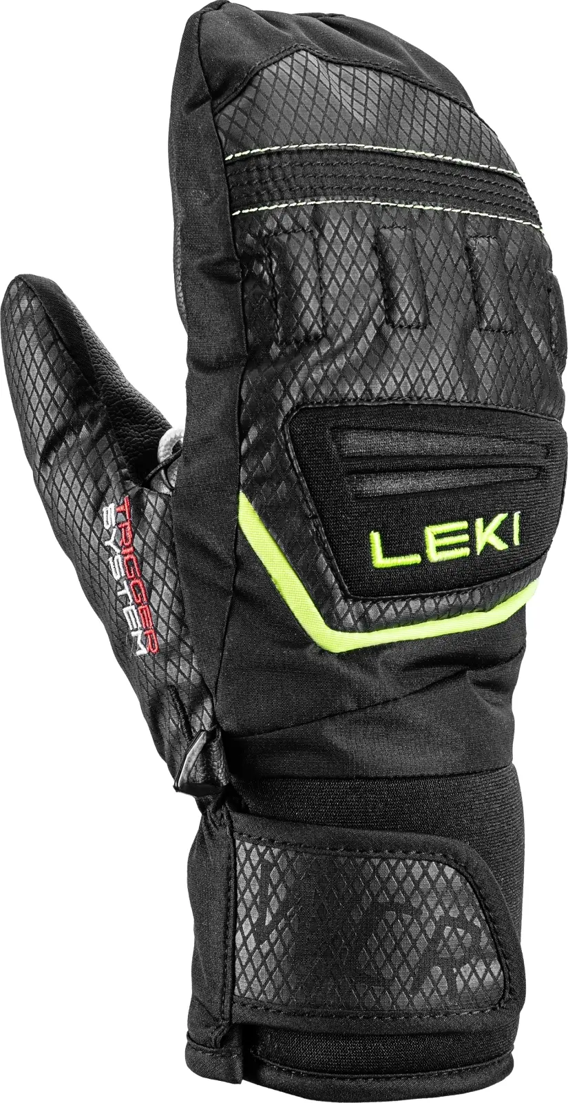 Dětské lyžařské palčáky Leki WCR Team 3D Junior Mitt - black/ice lemon 7.0