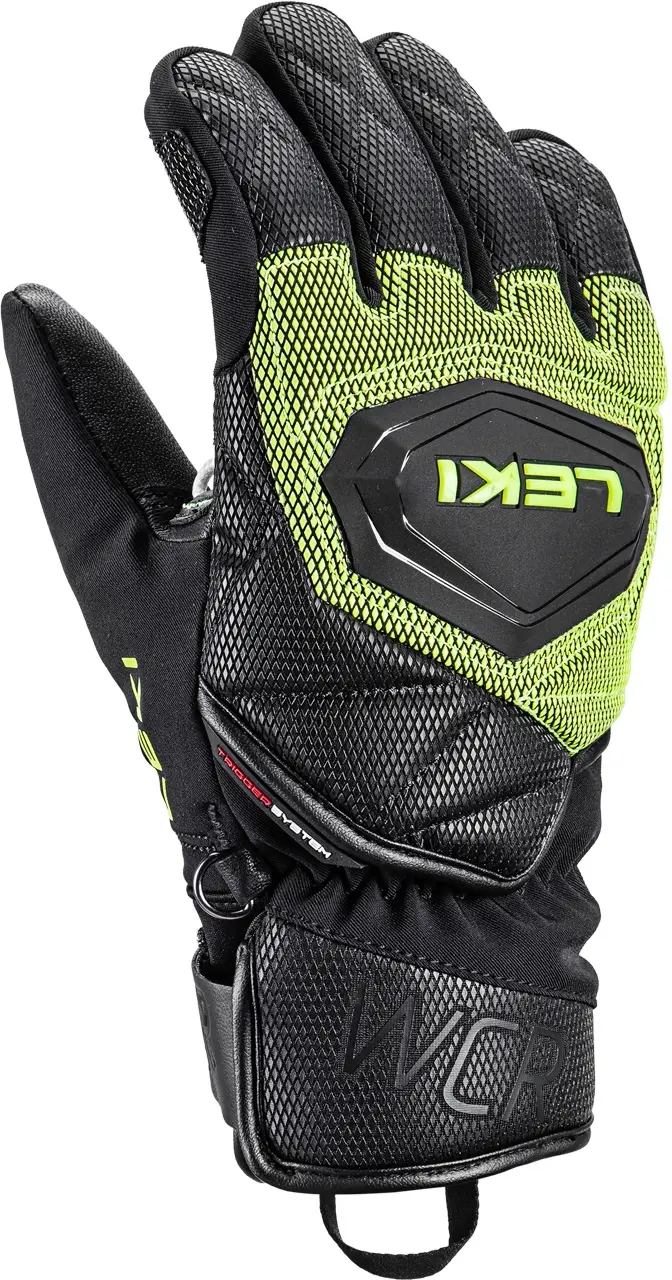 Dětské lyžařské rukavice Leki WCR Coach 3D Junior - black/ice lemon 5.0