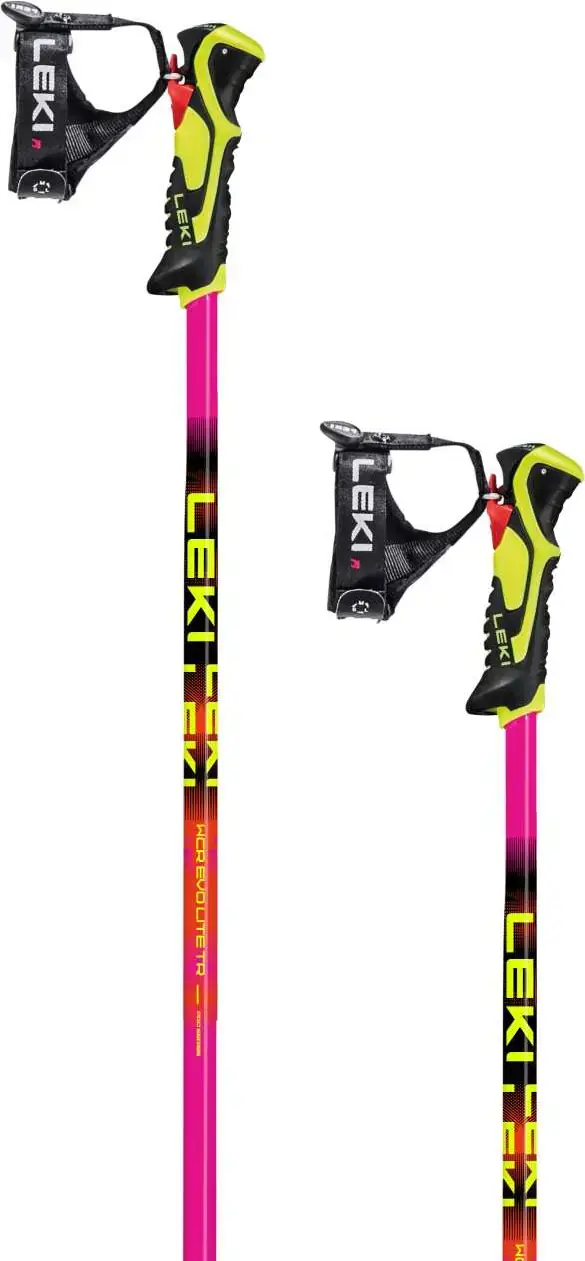 Juniorské lyžařské hole Leki WCR Evo Lite SL TR - neonpink/neonorange/neonyellow 105