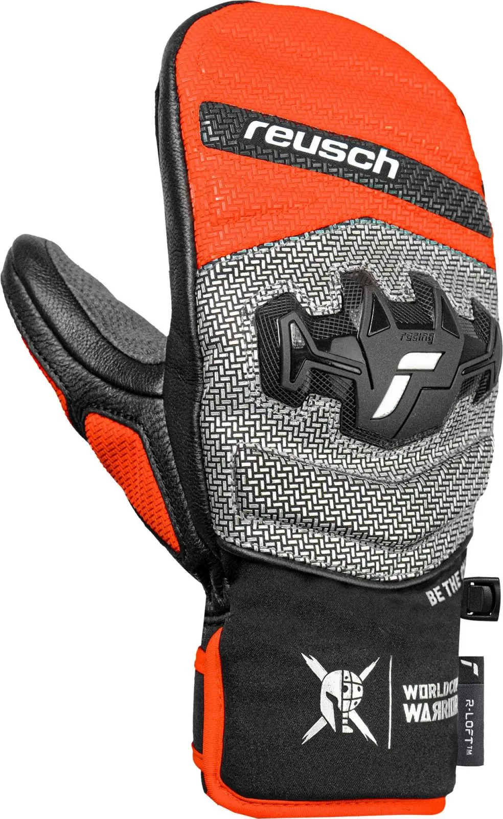 Dětské lyžařské palčáky Reusch Worldcup Warrior GS Junior Mitten - black/silver/fluo red 7