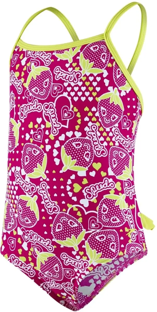 Dívčí jednodílné plavky Speedo Starfizz Essential Frill 1 Piece - electric pink/navy/lime punch 80-84