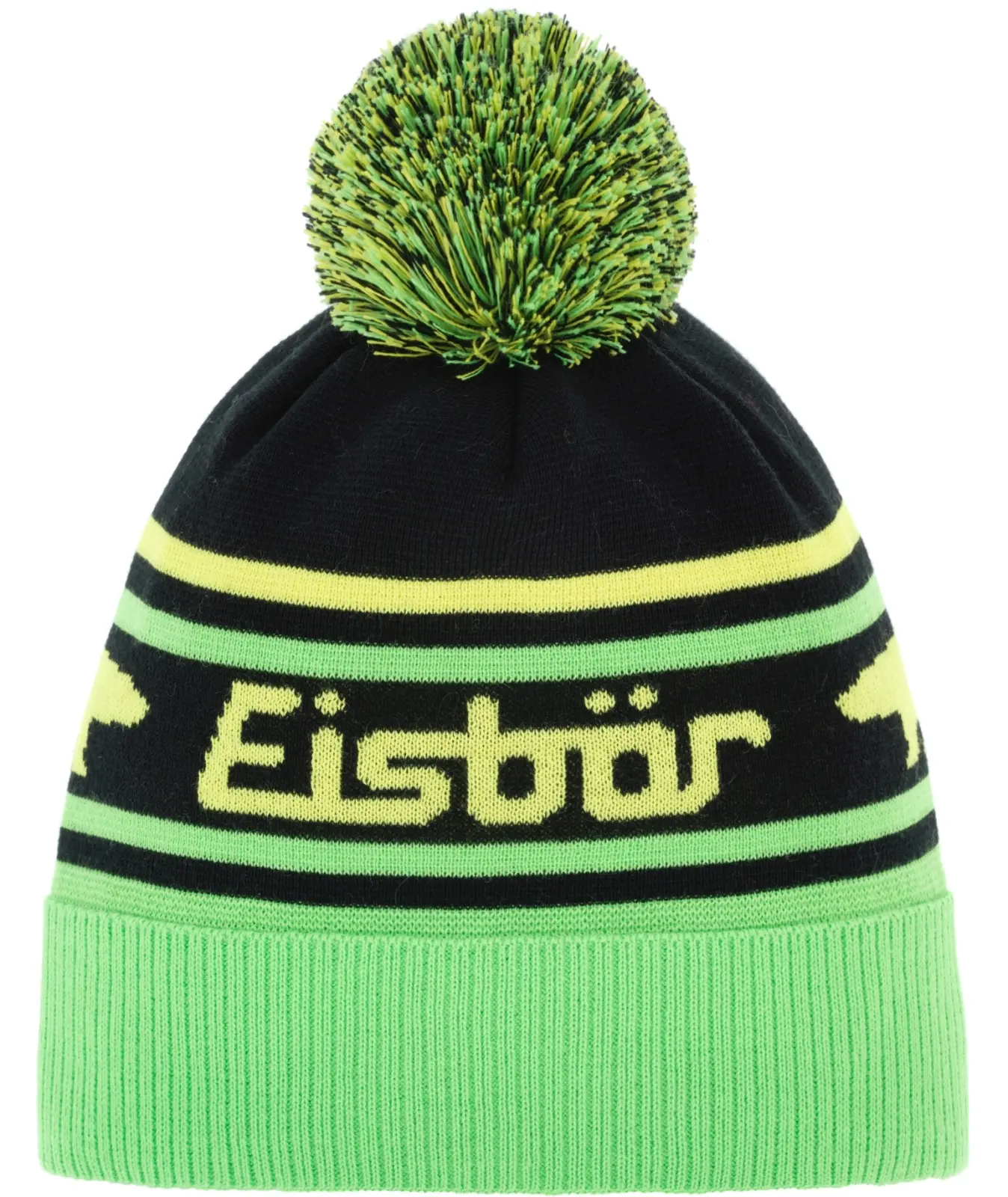Dětská zimní čepice Eisbär Chani OS Pompon MÜ kids - lightgreen/schwarz/lightyellow
