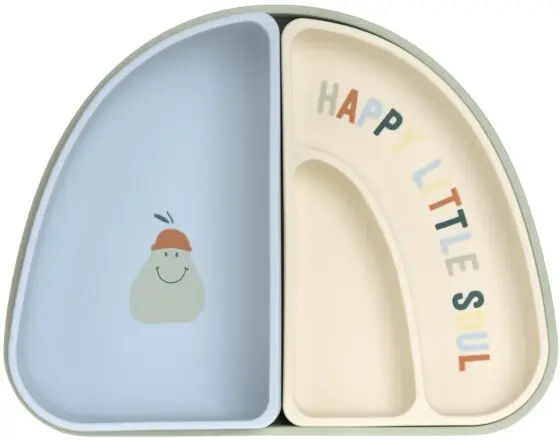 Lässig BABIES Dish Set Silicone Section Happy Fruits lemon