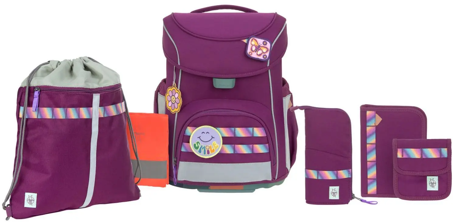 Školní taška Lassig Slim Unique s příslušenstvím - Lilac uni