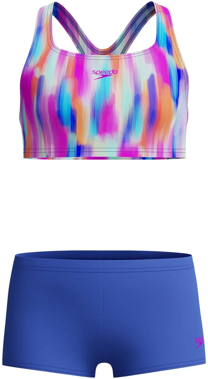 Dívčí plavky Speedo Girls Allover 2PC Boyleg Short - cobalt pop 116