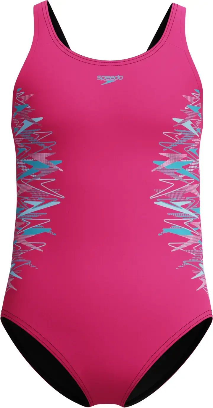 Dívčí plavky Speedo Girls Placement Muscleback Swimsuit - margarita pink/mayan blue 152